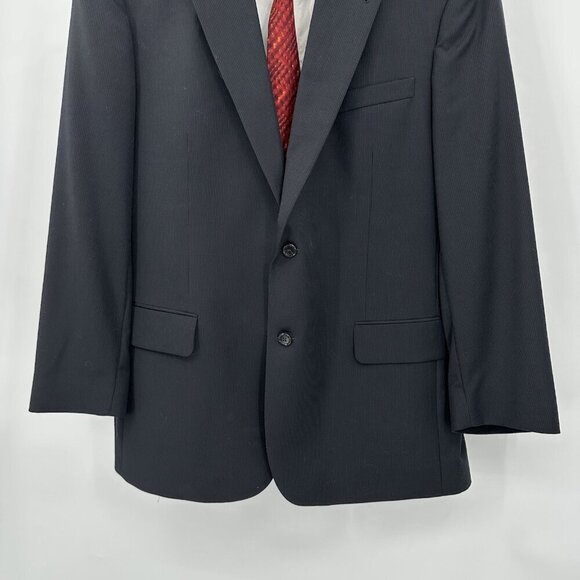 JOS A BANK SIGNATURE COLLECTION 2 piece suit stretch wool pinstripe blue 44R - Picture 4 of 12